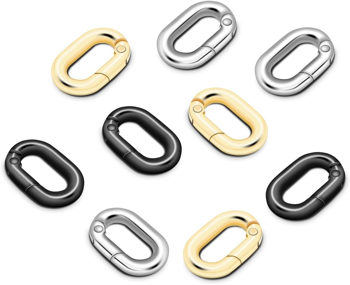 12Pack 5/8 Inch Small Oval Keyring, Metal Tiny Carabiner Spring Snap Hooks Clip for Paracord Keychain Lanyard, Car Key Rings, Pets Collar Buckles, Purse Keychain Replacement (Assorted)