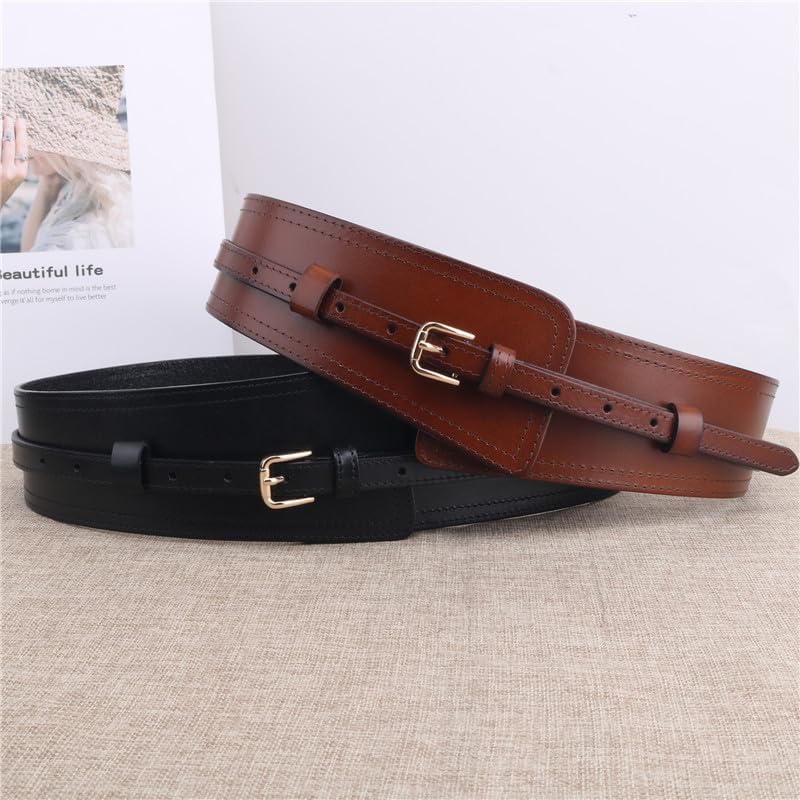 Leather belt women's leather layer cowhide wide needle buckle dual-purpose waist seal for dress