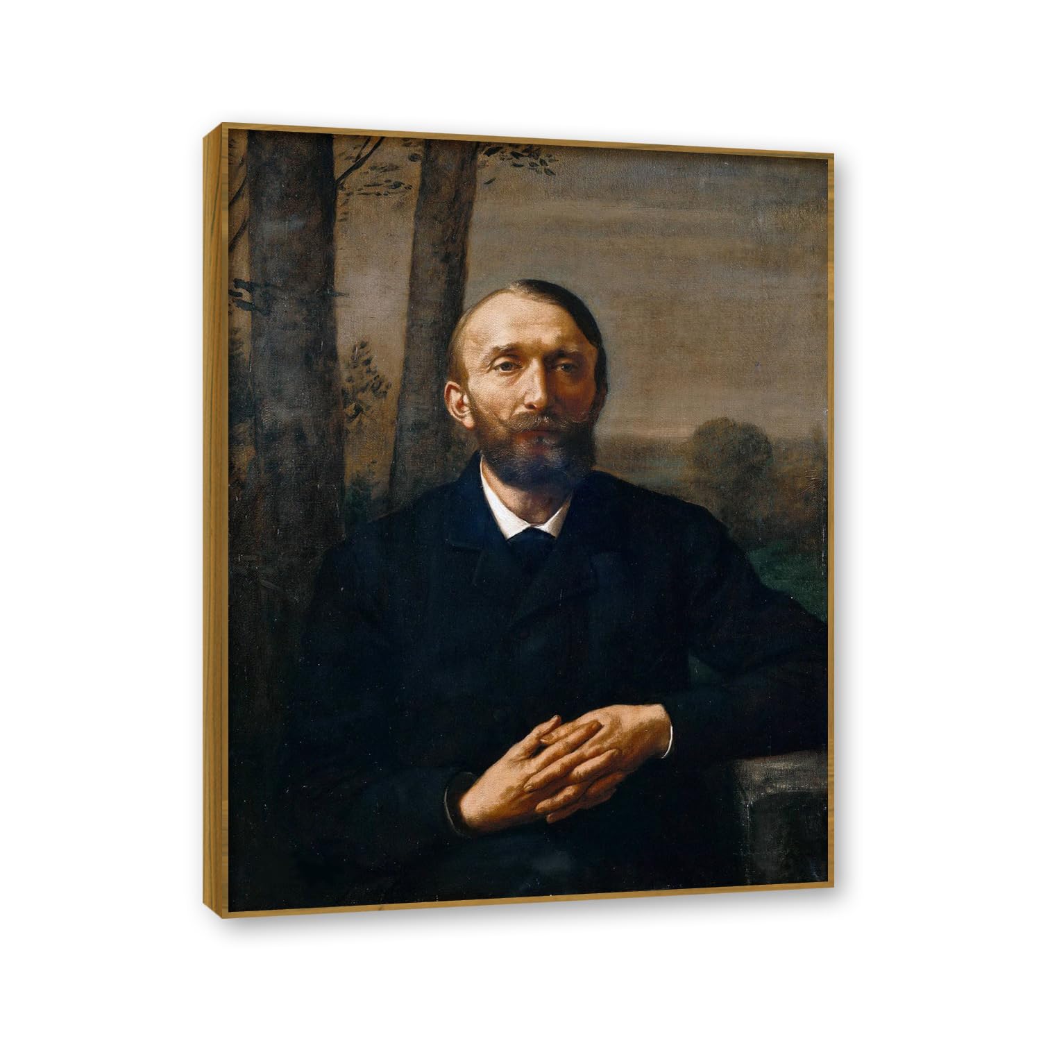 NHLDZYH Teak Frame. Hans Thoma Style Canvas Wall Art - (Untitled 22), German Romantic Realism Painting with Symbolic Nature, Rustic Country Home Decor. 80x105cm-31.5x41.3in