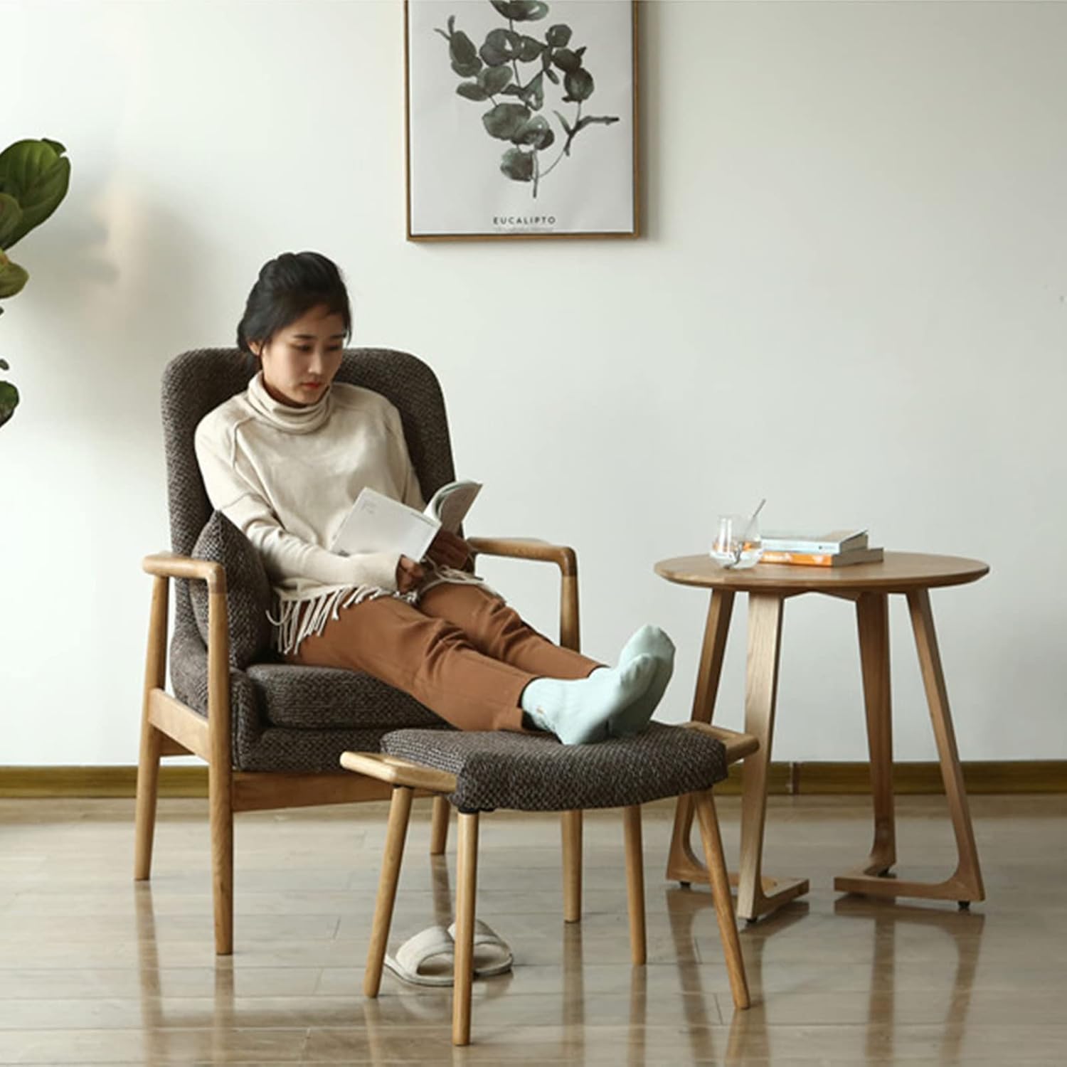 Side Table/End Table, Rustic Coffee Table Round Solid Woodcoffee Table for Living Room Square Modern Night Stand,Wood Color