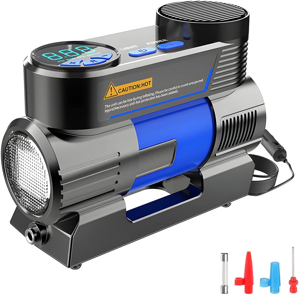 Portable DC 12V Auto Tire Inflator Pump with Digital Display and LED Light