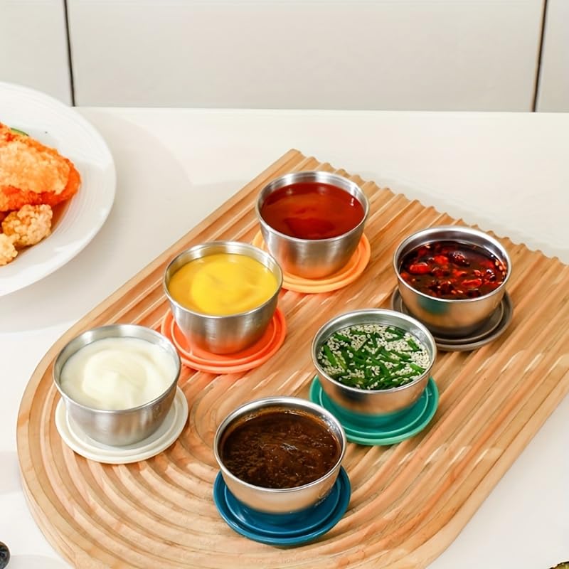 Image of Stainless Steel Snack Box for Kids & Office, Leakproof Mini Sauce Container with Lid, Portable Chutney Box for Tiffin, Salad Dressing & Dip Container, Small Steel Lunch Box (Pack of 5)