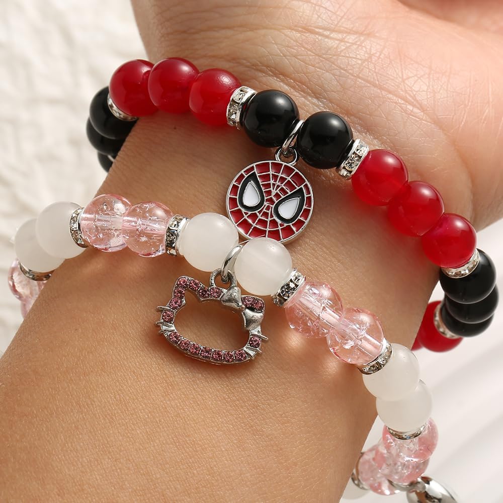 Elphaba Galinda Matching Bracelets -Braided Friendship Bracelet- Rhinestone Crown Witch Hat Matching Bracelets -Couples BFF Accessories Gifts for Fans Party Dress Decor