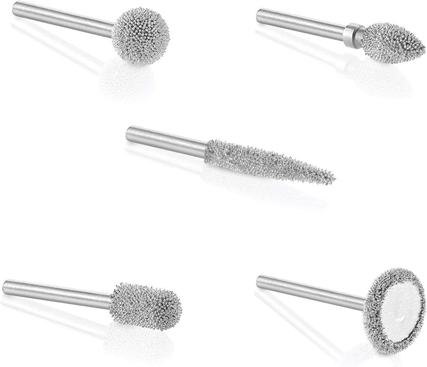 Kutzall 5-Piece Rotary Burr Bundle 1⁄8" Shaft, Coarse - Wood Carving Attachment for Dremel, Foredom, DeWalt, Milwaukee. Structured Tungsten Carbide Shaping Tools.