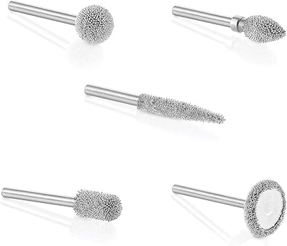 Kutzall 5-Piece Rotary Burr Bundle 18" Shaft, Coarse - Wood Carving Attachment for Dremel, Foredom, DeWalt, Milwaukee. Structured Tungsten Carbide Shaping Tools.