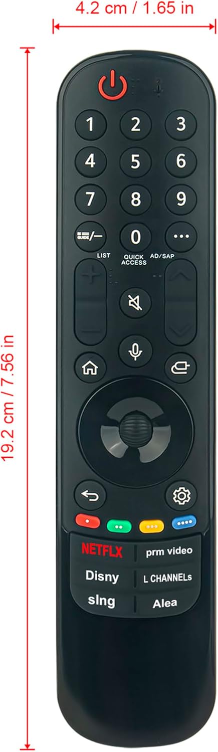 Dimensions of the VINABTY MR23GA Magic Remote Control