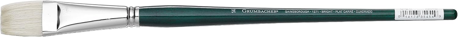 Grumbacher Gainsborough Bright Oil and Acrylic Brush, Hog Bristle, Size 14 (1271B.14)