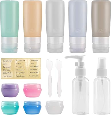 Sponsored Ad - Beveetio Travel Bottles TSA Approved 15 Pack,2.9oz Silicone Refillable Size Containers, BPA Free Travel Tub...