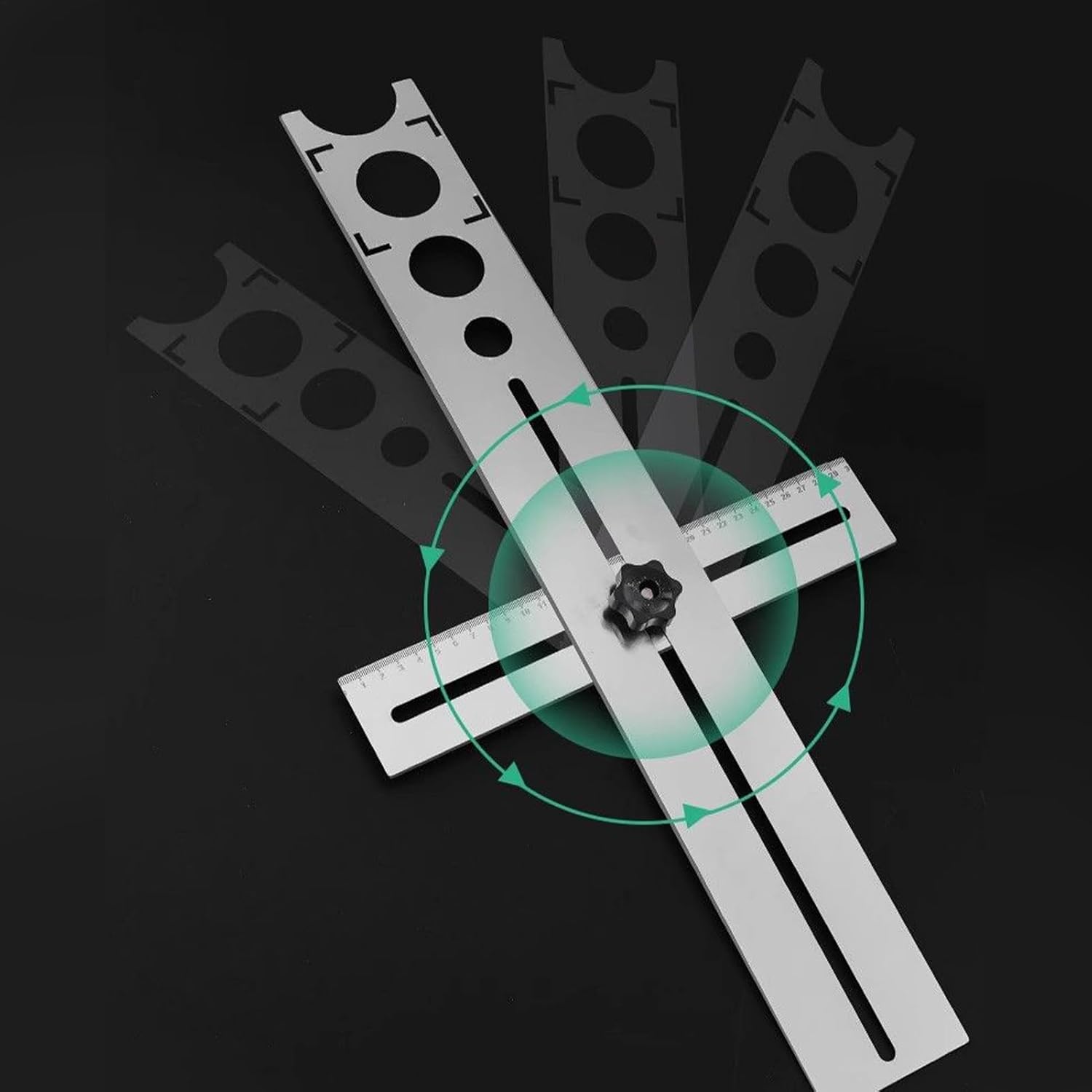 Ceramic Tile Hole Locator - Stainless Steel Universal Adjustable Gauge,Tile Hole Locator Ruler | for Marble Wood Glass Floor Ceramic