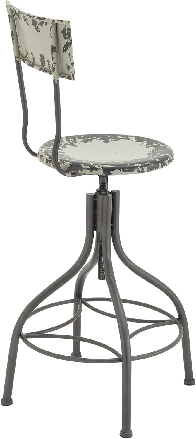 Deco 79 Metal Bar Stool with Backrest, 18" x 18" x 41", Beige