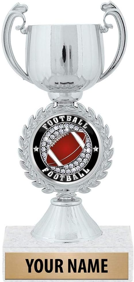 6.5" Silver Football Trophies, Custom Chaplet Cup Football Trophy Award Prime