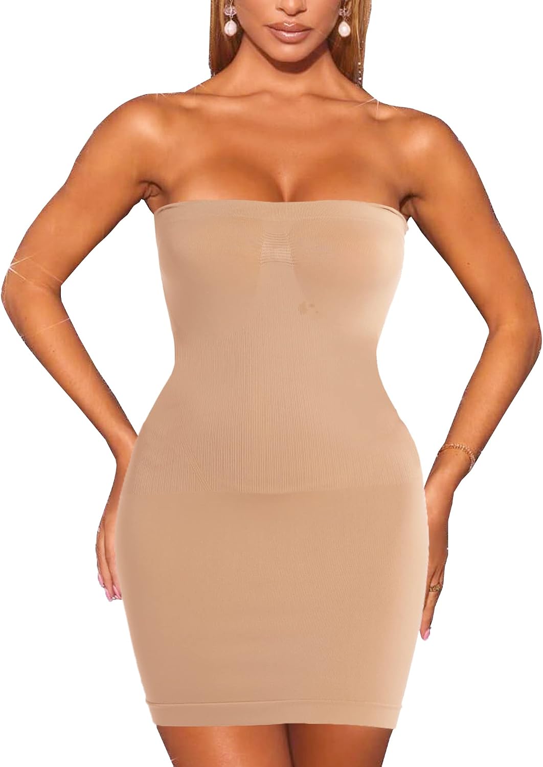 VENDAU Strapless Shapewear Slip for Under Dresses Shapewear Dress Tummy Control Slips Full Slip Body Shaper Undergarments