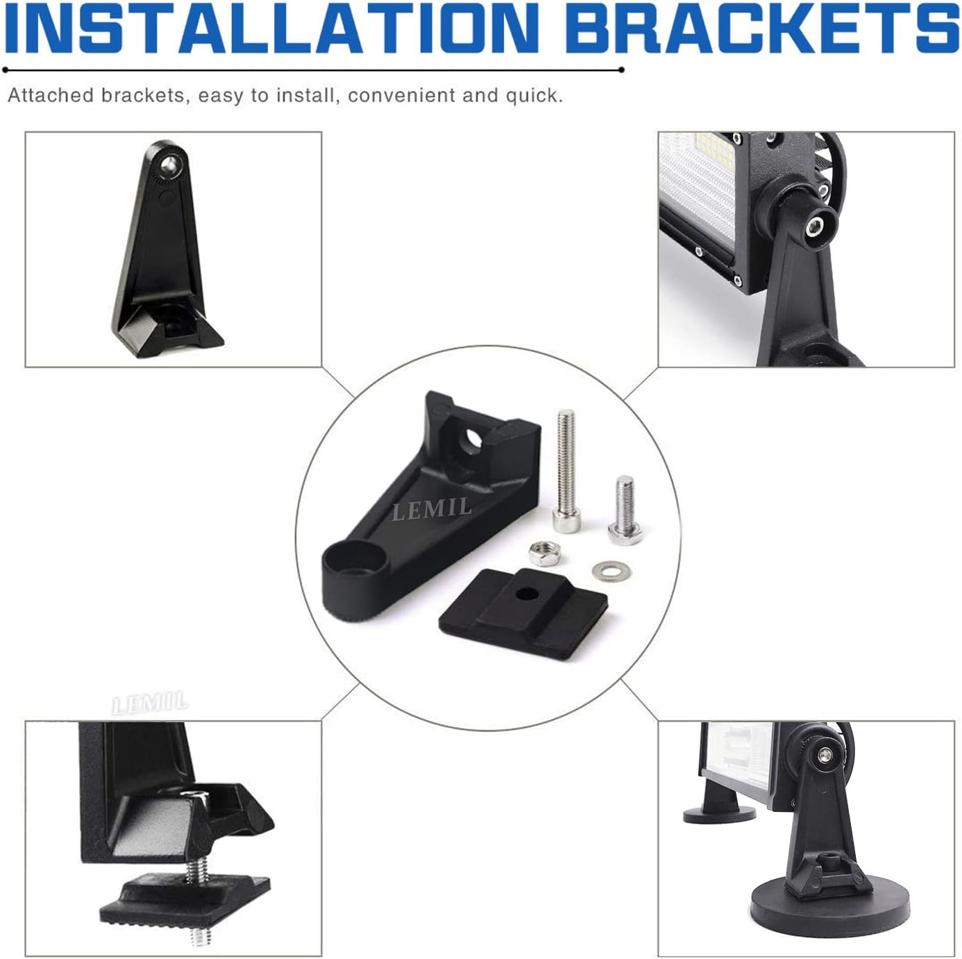 LEMIL Magnetic Light Bar 13" 180W Led Light Bar Cigarette Lighter Plug Flood Spot Combo 12V Work Light Led Bar Fog Driving Light Truck Boat SUV ATV UTV 24V