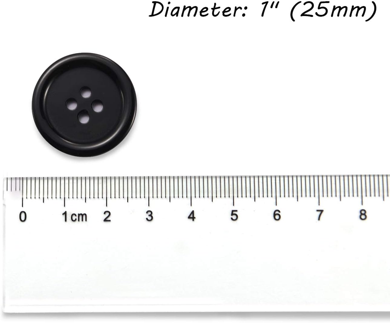 60 Pcs 1 Inch Buttons for Crafts 25mm Sewing Flatback Button Black Resin Button