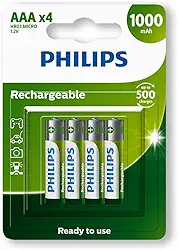 Pilha Recarregável Philips Aaa 1000mAh Palito com 4 Unidades Prontas pro Uso RTU