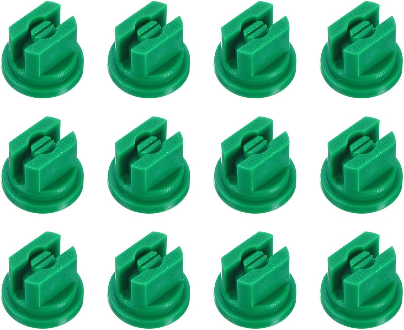 M METERXITY 12-Pack Flat Fan Spray Tip, 110 Degree Plastic Spray Nozzle Tips, 0.15mm Orifice for Agricultural/Garden Hose/Landscaping/Weeder/Cleaner/Cooling Sprayer Nozzles [Green]