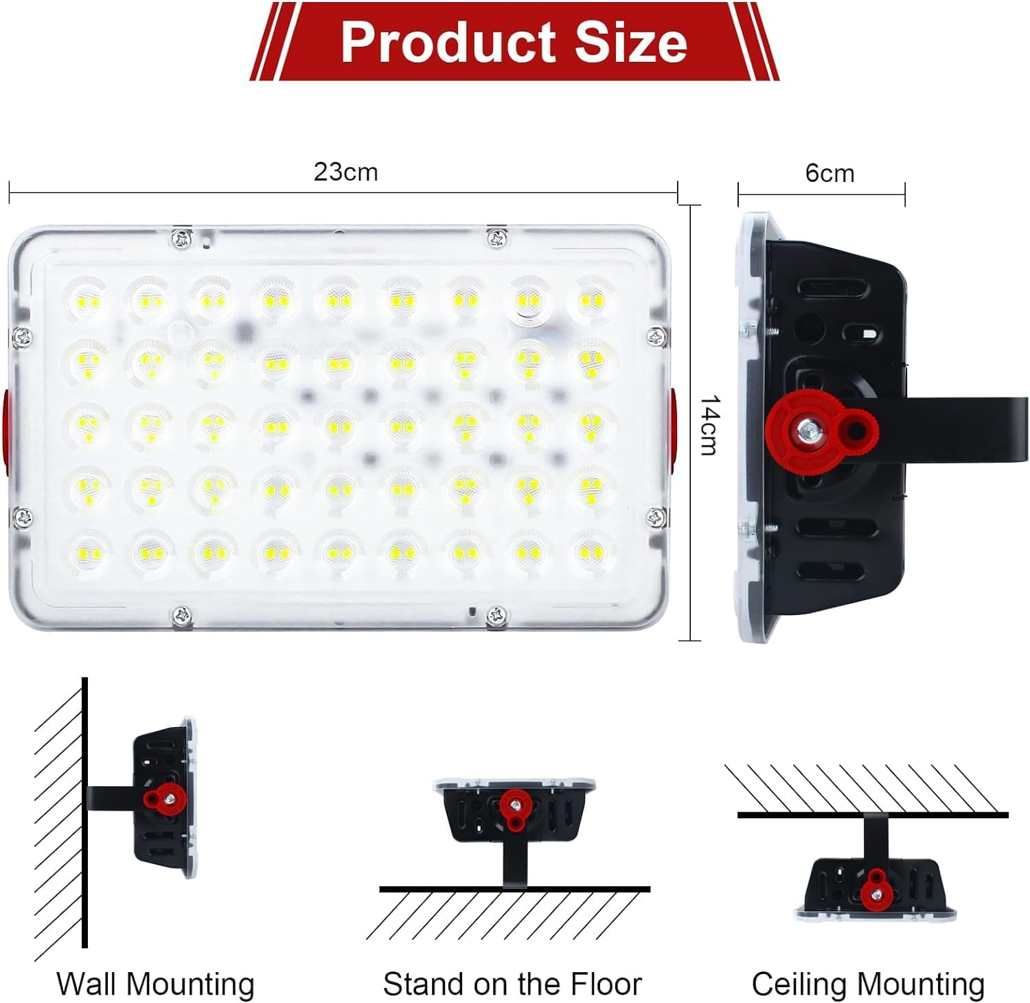 2 Pack 100W Led Outdoor Flood Light, Exterior Flood Lights, Led Stadium Lights, Plug in Flood Light, for Yard, Garden, Playground, Lawn, Garages,Basketball Court, Stadium