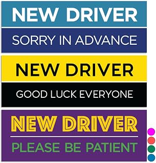 Rio Salto 3-Pack Large Reflective New Driver Car Magnet Please Be Patient Magnet Permit Student Driver Magnets Sticker Cool Prank Rookie Funny Magnetic Accessories Bumper Blue I'm New at This, Magnet