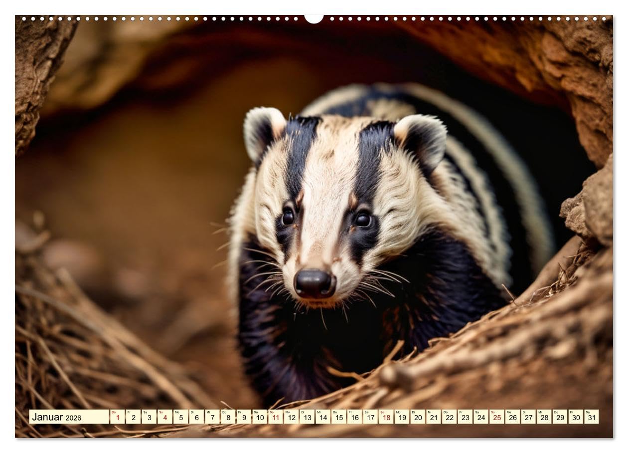 Die Familie der Marder (hochwertiger Premium Wandkalender 2026 DIN A2 quer), Kunstdruck in Hochglanz: Dachs, Otter, Iltis & Co. (CALVENDO Tiere)