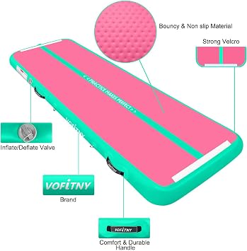 VOFiTNY Gymnastics Air Tumble Track Tumbling Track, Inflatable Gymnastics Training Mat with Electric Pump, Tumble Track for Home and Gym Use