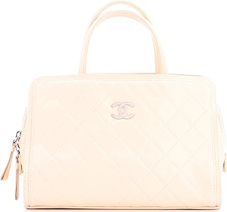 Pre-Loved Zip Around Satchel Quilted Calfskin Medium, Neutral