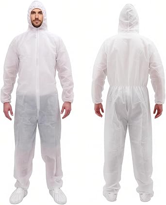 PPE Hazmat Suits - 3 Sizes 10 Colors Options Paint Suit, Protective Coverall with Elastic Wrists and Hood