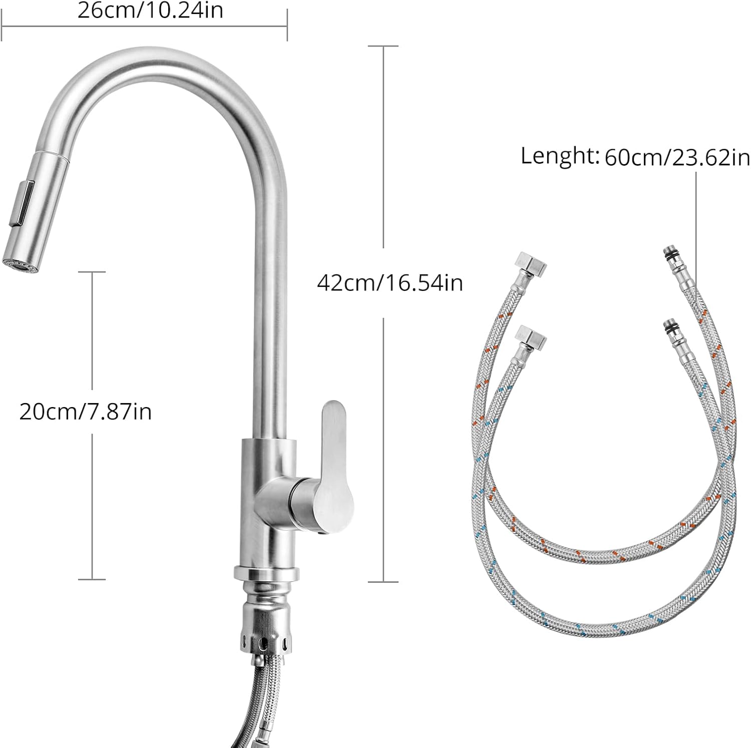 Kitchen Sink Taps,HOMGEN Popular Kitchen Faucet with Pull Down Sprayer