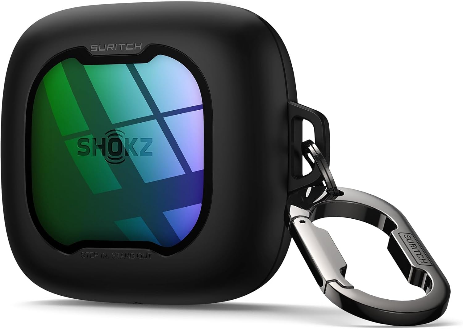 SURITCH for SHOKZ OpenFit Air Case Cover, Magnetic Locking Cases for SHOKZ OpenFit Air Open-Ear Headphones, Protective Bumper Cover with Carabiner for OpenFit Air Earbuds (2024), Green Sparkle