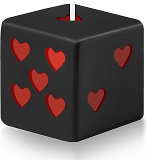 Black Red Heart Dice Candle Danish Pastel Room Decor Aesthetic Pine Fragrance Long Lasting Natural Soy Wax Handmade Aromatherapy Candles Desk Decoration Gift for Home Bedroom Supplies 2 x 2 in