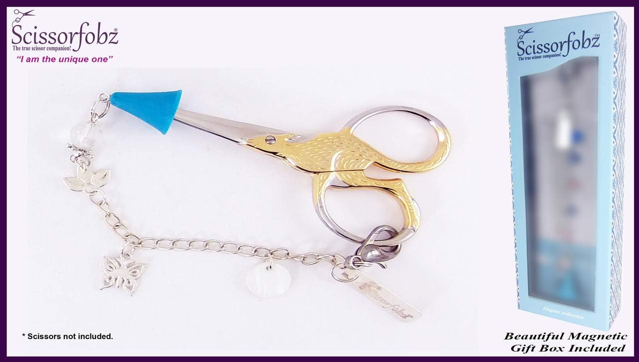 Scissors Fobs Elegant Collection - Key Ring Key chain Bracelet Wristlet Purse Backpack Bag Charm- Quilters Sewers Embroidery Gifts. Beautiful Gift Box Included. E15000184