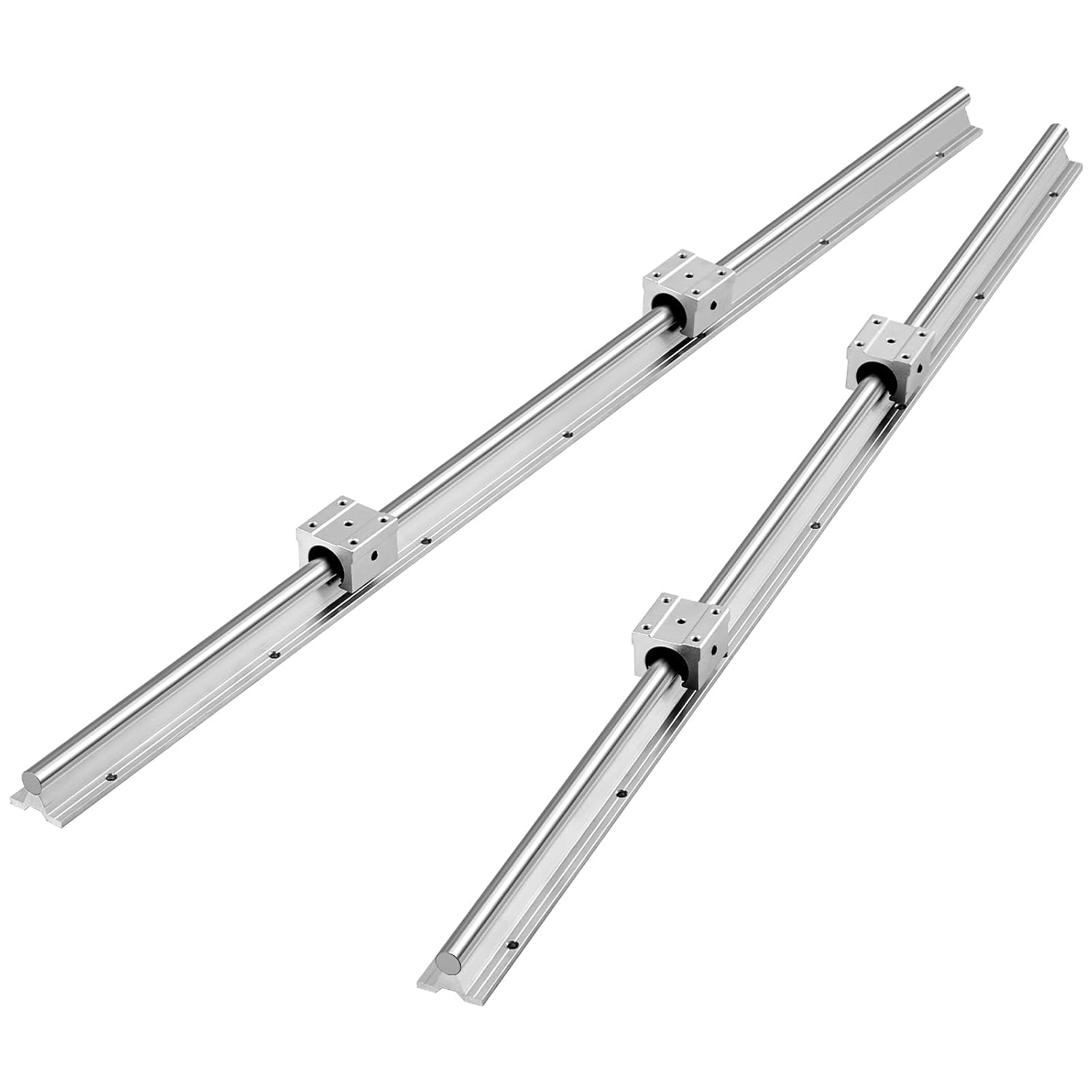 Garvee 2 PCS SBR16 Linear Motion Rail 1000mm, 4 SBR16UU Linear Bearings, Linear Guideway System for CNC Machining, 3D Printing & Automation