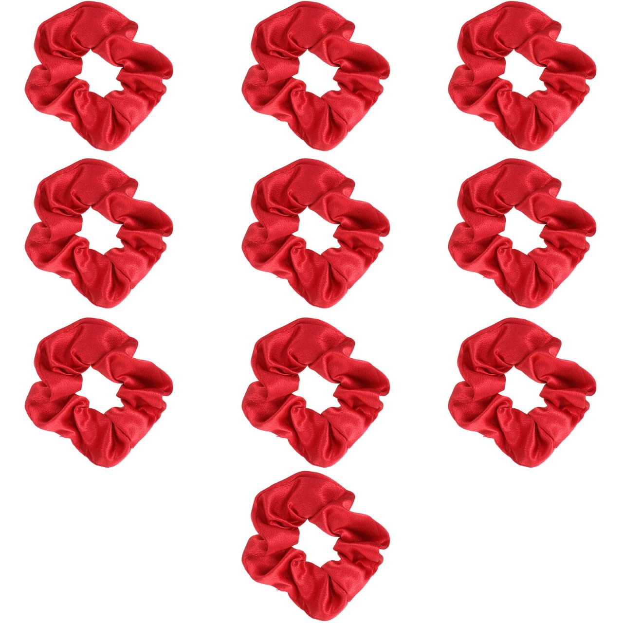 FRCOLOR 10Pcs Christmas Scrunchies Red Satin Hair Ties Elastic Hair Accessories for Girls Ponytail Holders Festive Decoration