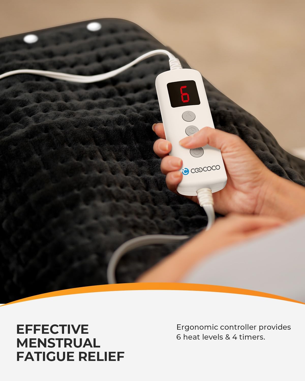 18" x 33" Large Heating Pad for Back, FSA Eligible, CooCoCo XXXL Heated Pad for Period Cramps, Heat Pad for Neck & Shoulder, 6 Heat Settings, Auto Off, Moist Heat