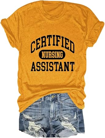 Certified Nursing Assistant T Shirt Women Funny Graphic Tees CNA Life Shirts Short Sleeve Nurse Graduation Gifts