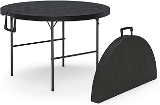 Our Modern Space 3.5 Feet Circular Round Foldable Table with Built in Handle & Steel Legs | Heavy Duty Portable | Perfect for Party, Dining, Wedding, Events, Picnic Indoor, Outdoor, Camping, Utility