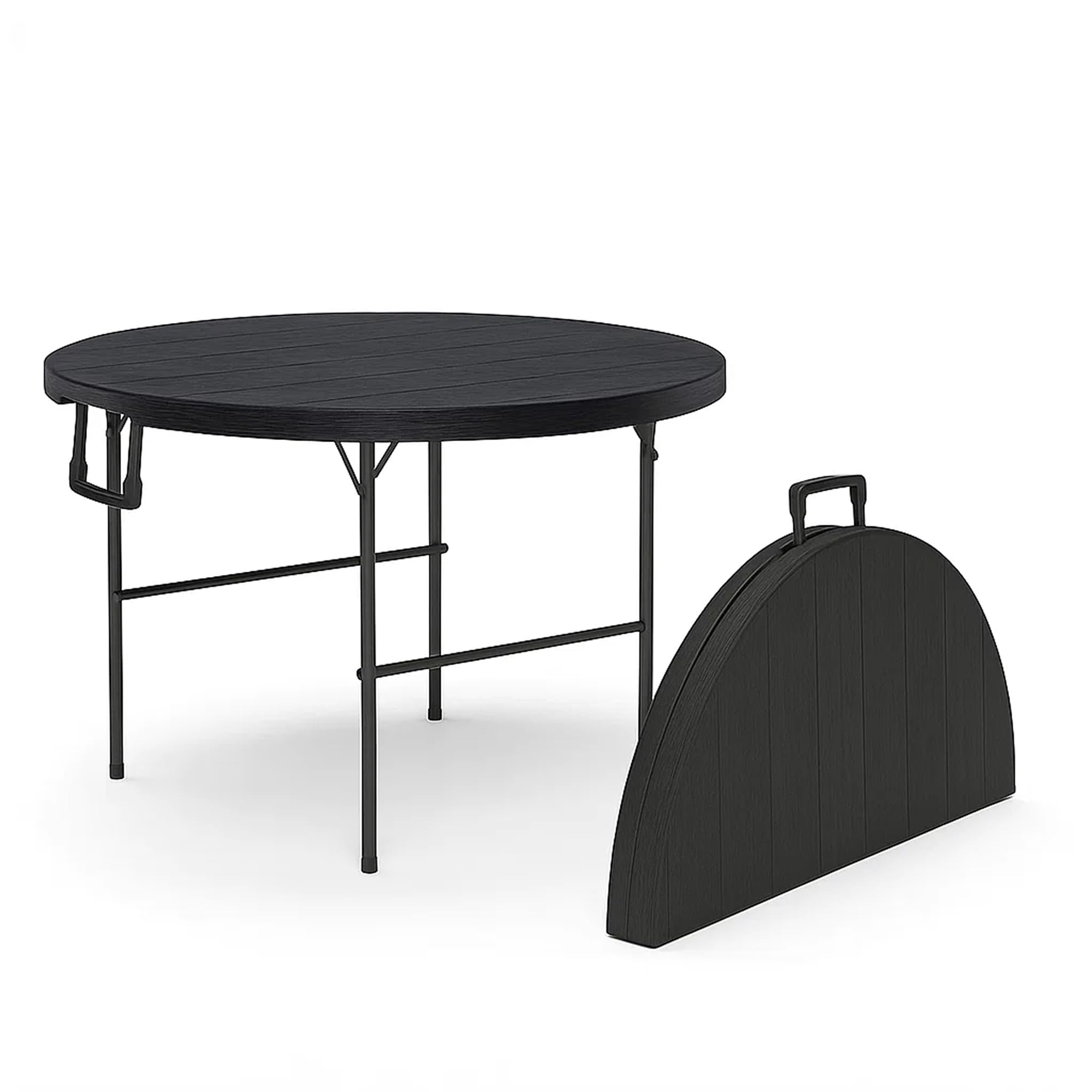 3.5 Feet Circular Round Foldable Table with Built in Handle & Steel Legs | Heavy Duty Portable | Perfect for Party, Dining, Wedding, Events, Picnic Indoor, Outdoor, Camping, Utility