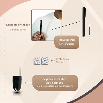 PingaOculto Spy Earpiece for Exams Hidden (Vip Pro UltraMini Bluetooth Pen) | Integrated microphone, Calls and recordings, iPhone and Android, Invisible, Wireless earpiece, Mini size, Cheat in exams