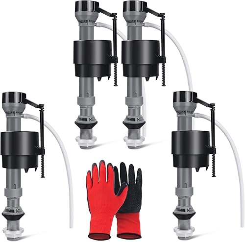 Miniatura 8 de Kit de repuesto de válvula de llenado de inodoro ajustable de 16 piezas con guantes, válvula de descarga silenciosa para tanque y tazón, juego
