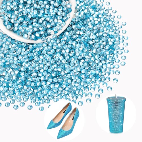 Image of 2000PCS SS20 /5mm Crystal Glass Rhinestones for Bedazzling (Aquamarine) | Flatback Rhinestones for Crafting DIY Nail Art Makeup Decoration, Gems Diomand Charms for Tumbler Shoes Clothing Mug
