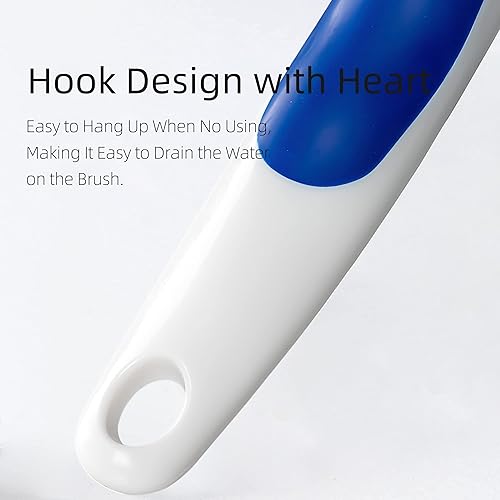 Miniatura 5 de Paquete de 2 cepillos para limpieza con mango largo, cepillo de firmeza media, suministros de limpieza de baño y limpiador de bañera y cepillo de