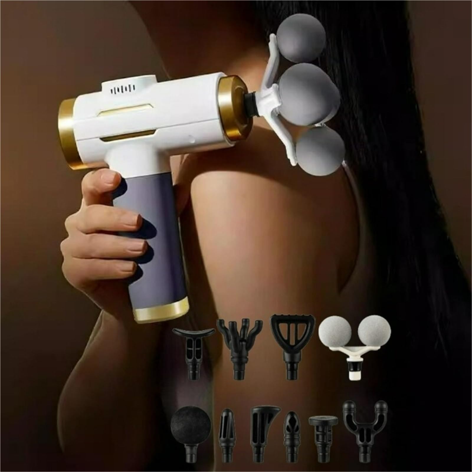 Pistola de Masaje, Fascia Gun Masaje De 5 Bolas Vibración Alta Frecuencia para Relajación Muscular