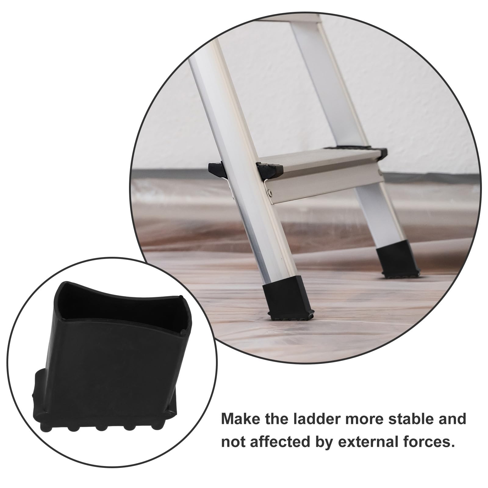DOITOOL Anti-Slip Step Ladder Foot Mat 4Pcs Herringbone Rubber Feet Cover Replacement for Ladder Legs Accessories Durable Wear-Resistant Safety Pads - Image 2