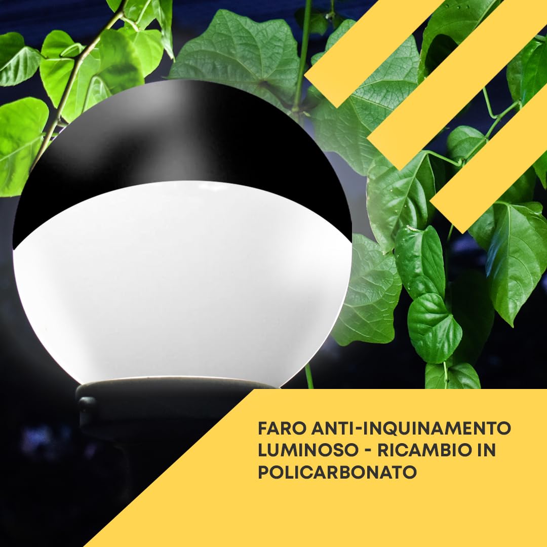 Globo Lampione da Esterno Antinquinamento in Policarbonato Prismato Inciso Incolore - Ricambio - Illuminazione Esterna - Misure: Ø 45 cm - Apertura: Ø 17 cm