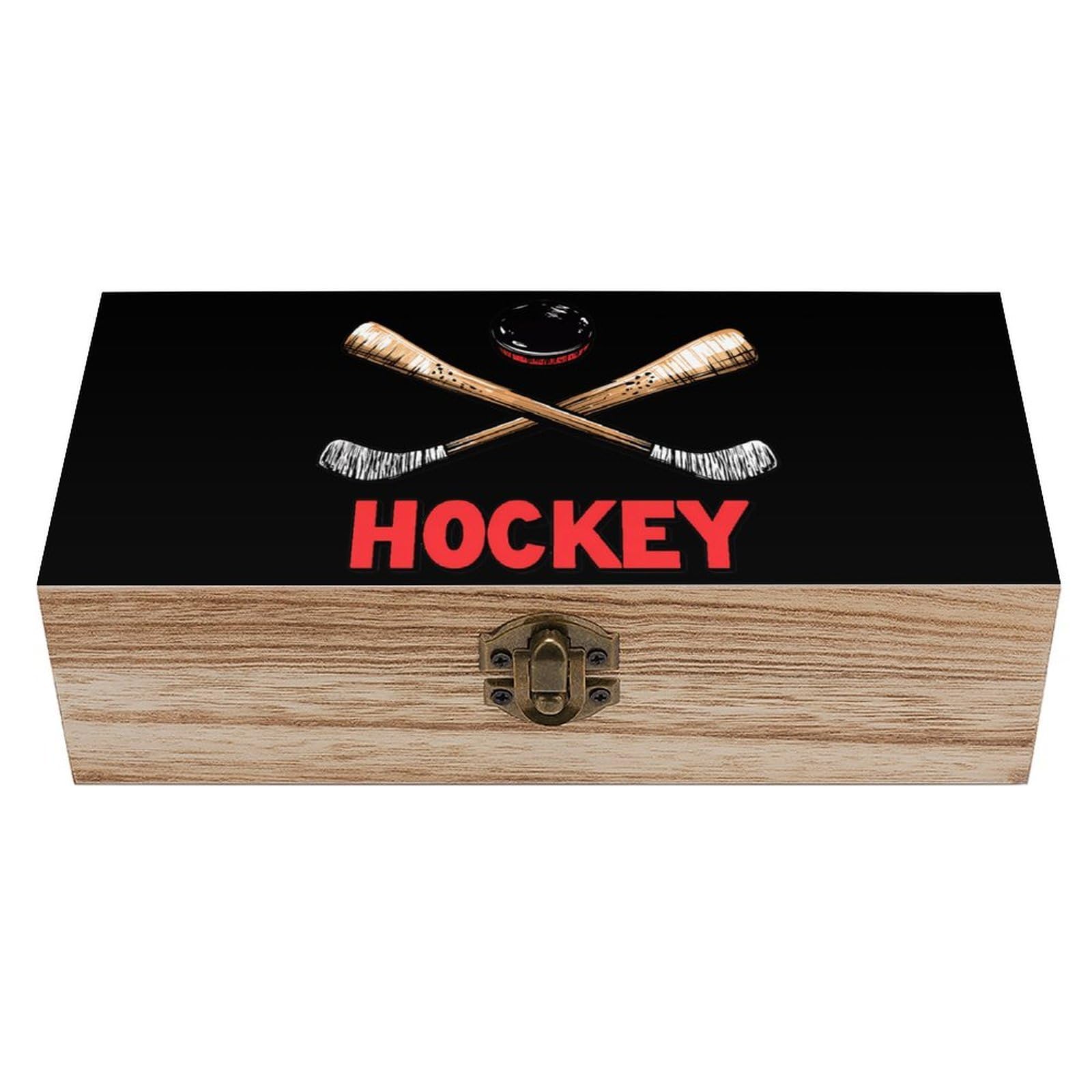 CGSBNGHA Ice Hockey Wooden Storage Boxes with Lid Memory Box Decorative Organiser for Office And Home