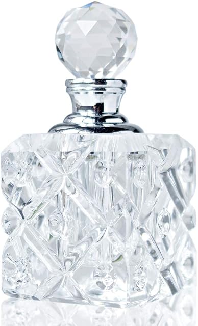 H&D 5ml Clear Vintage Crystal Empty Mini Refillable Perfume Bottle,Glass Table Figurine Lady Gift