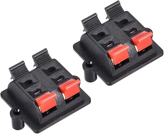 sourcing map 2pcs 4Way Spring Loaded Speaker Connector Clip Push Release Audio Cable Connectors