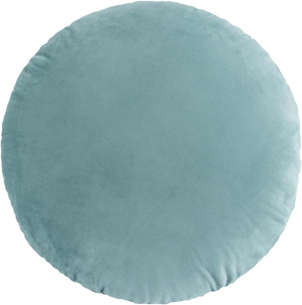 Round Throw Pillow, 18" Soft Round Pillow Cushion for Couch Dutch Velvet Round Throw Pillow Floor Pillow Cushion for Sofa Bed Chair Car Office Living Room Decoration, Cyan