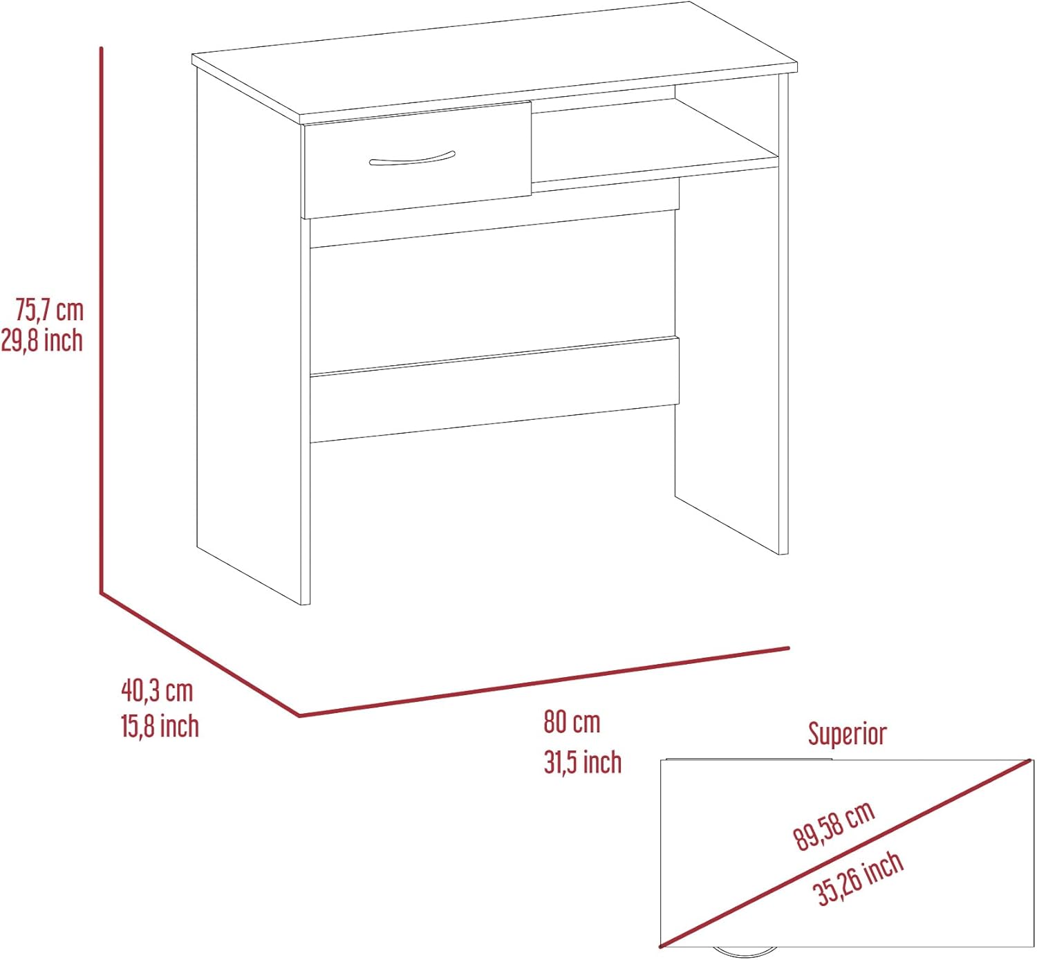 Penau Modern 2-Piece Home Office Set, 7-Shelf Bookcase and Drawer Desk, Black Wengue Finish, Compact Design for Small Spaces