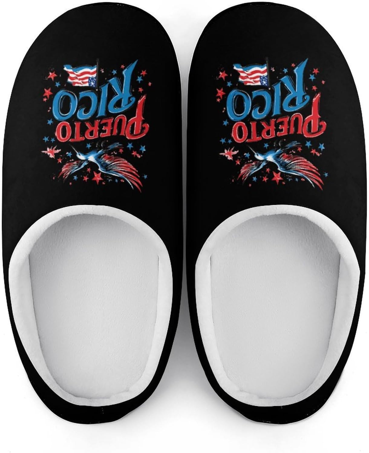 Puertorico Flag Cotton Slippers for Women Soft Indoor Sole Casual House Shoes