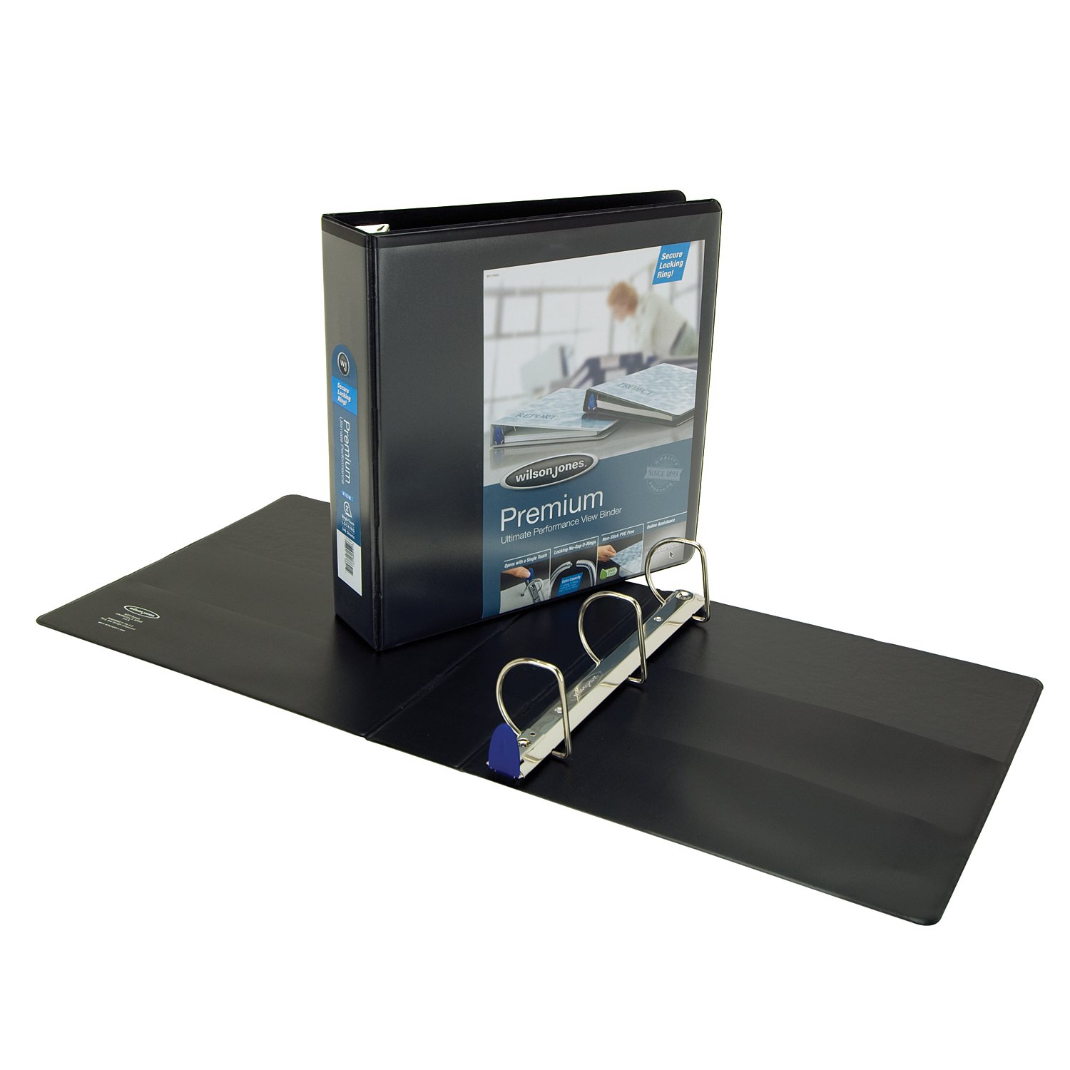 Professional Plus No-Gap D-Rings Vinyl View Binder, 2" Capacity, Black